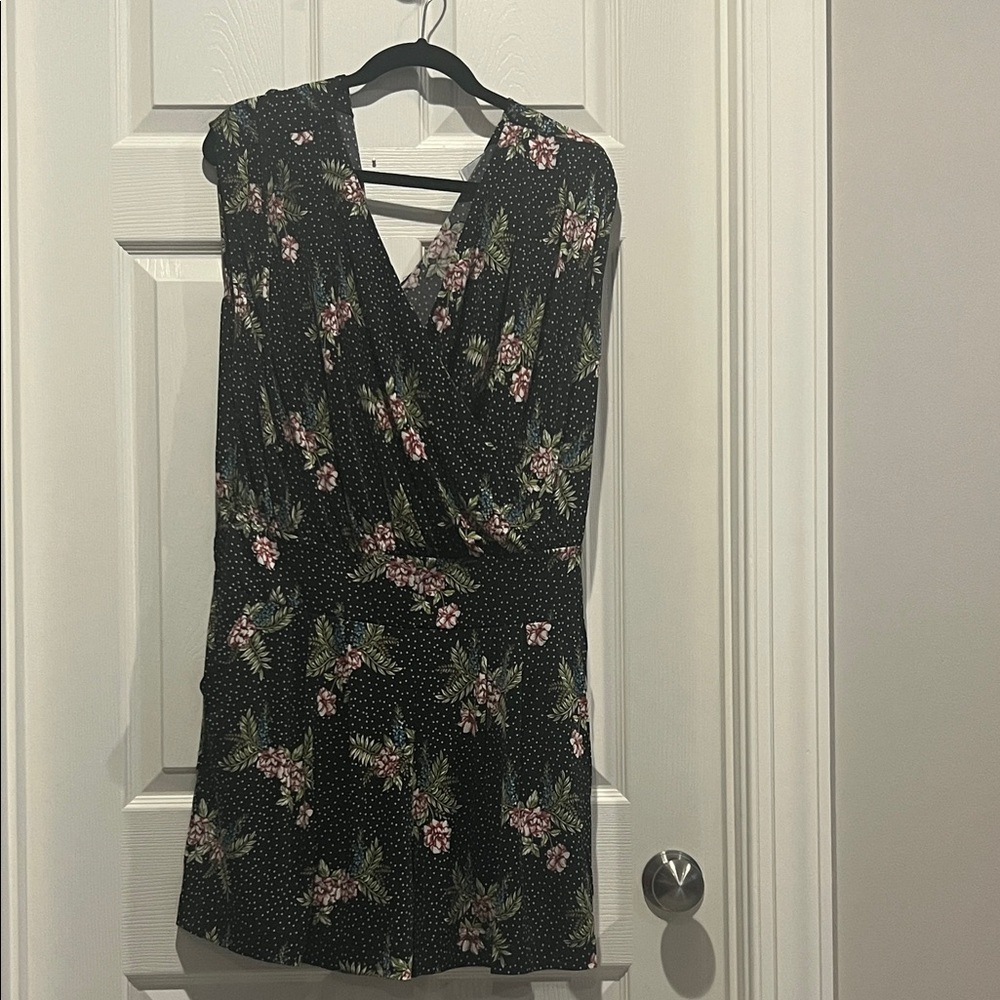 CAbi Black Floral Wrap Jumpsuit